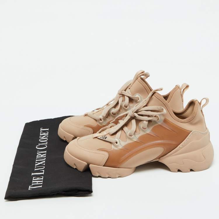Pre Owned Dior Beige Neoprene and Rubber D-Connect Sneakers Size 38.5