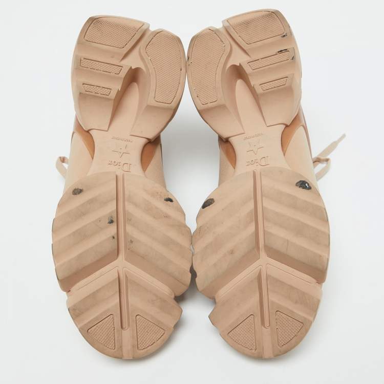Pre Owned Dior Beige Neoprene and Rubber D-Connect Sneakers Size 38.5