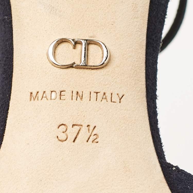 Pre Owned Dior Navy Blue Suede Ankle Strap Sandals Size 37.5