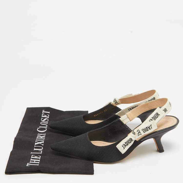 Pre Owned Dior Black Canvas J'Adior Slingback Pumps Size 39.5