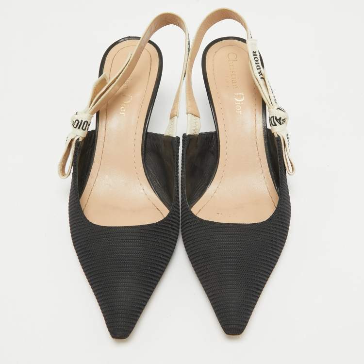 Pre Owned Dior Black Canvas J'Adior Slingback Pumps Size 39.5