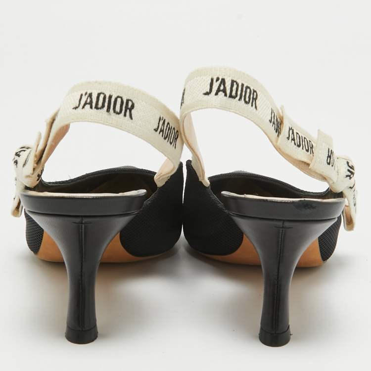 Pre Owned Dior Black Canvas J'Adior Slingback Pumps Size 39.5