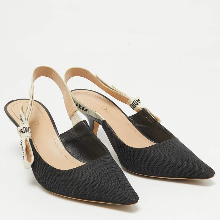 Pre Owned Dior Black Canvas J'Adior Slingback Pumps Size 39.5