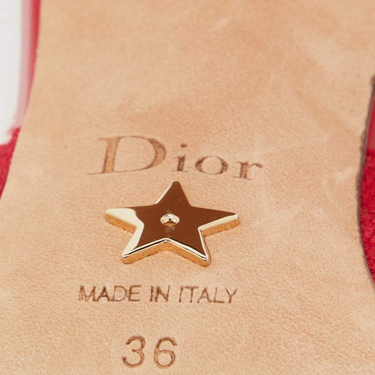Pre Owned Dior Red Cannage Fabric Dior & Moi Slingback Pumps Size 36