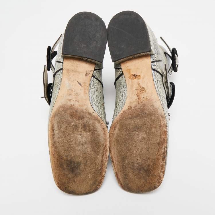 Pre Owned Dior Grey Lizard Embossed Leather Gatsby Jewel Combat Boots Size 36