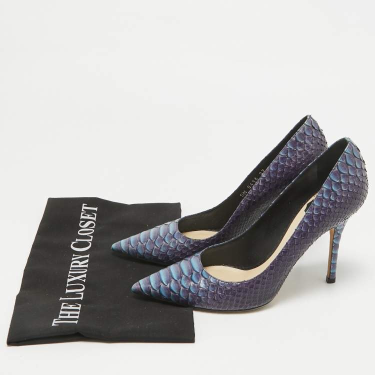 Pre Owned Dior Two Tone Python Leather Cherie Pumps Size 37