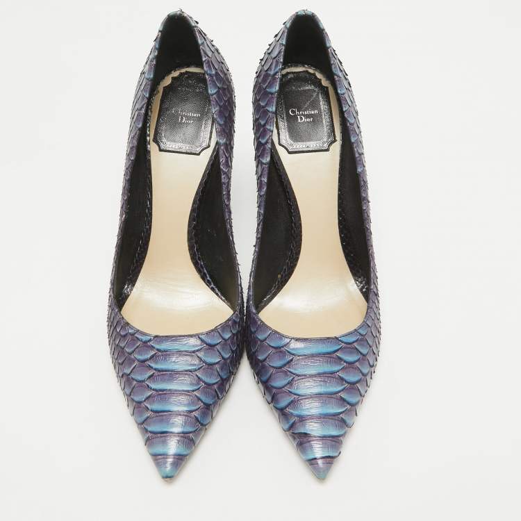 Pre Owned Dior Two Tone Python Leather Cherie Pumps Size 37