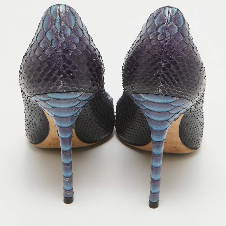 Pre Owned Dior Two Tone Python Leather Cherie Pumps Size 37
