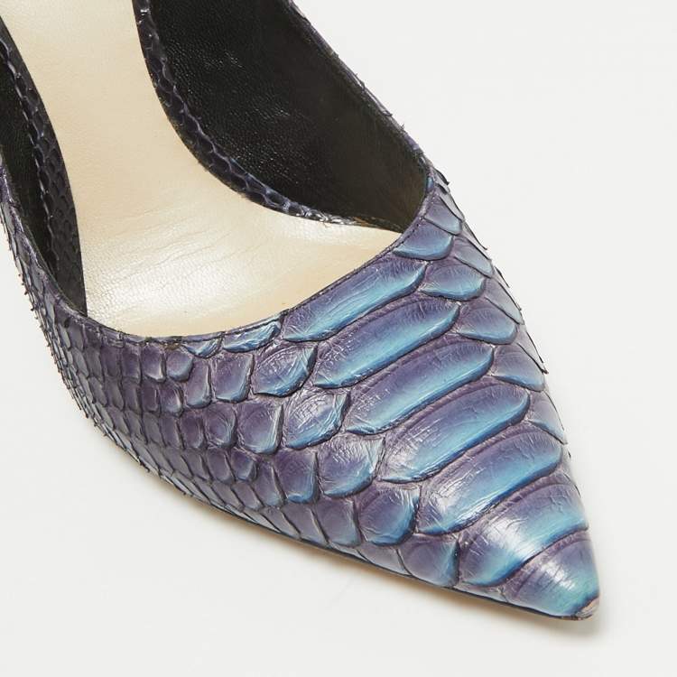 Pre Owned Dior Two Tone Python Leather Cherie Pumps Size 37