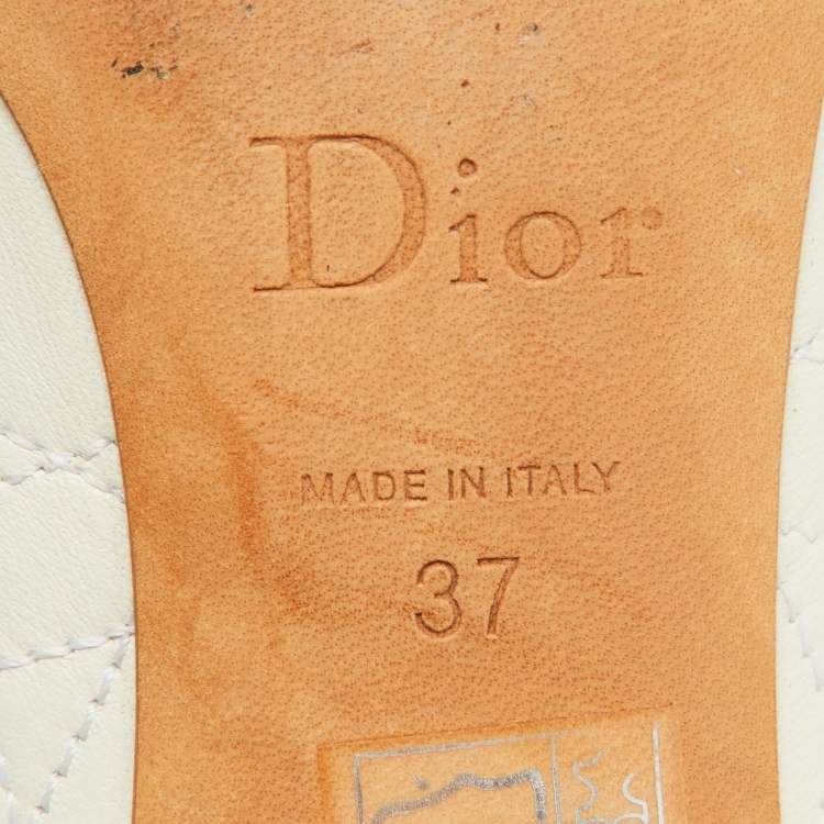 Pre Owned Dior White Cannage Leather Pumps Size 37