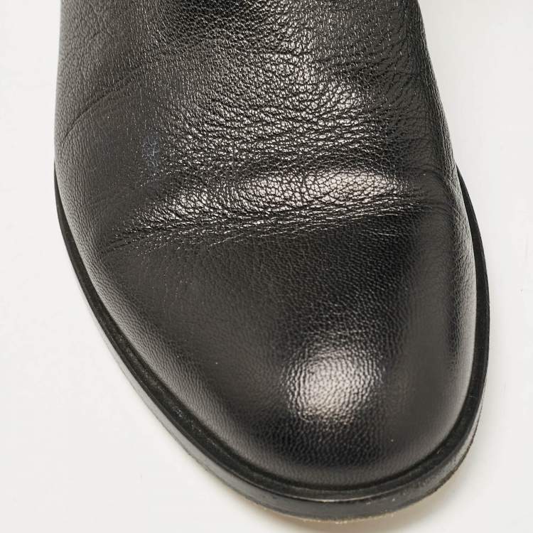 Pre Owned Dior Black Leather Mid Calf Riding Boots Size 39