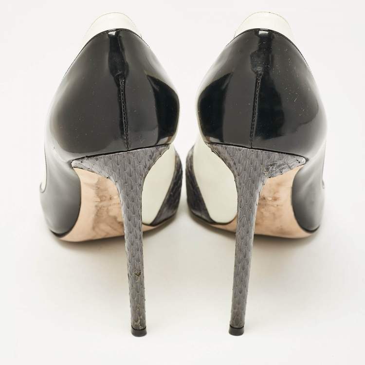 Pre Owned Dior Tricolo Leather and Python Leather Pointed Toe Pumps Size 42