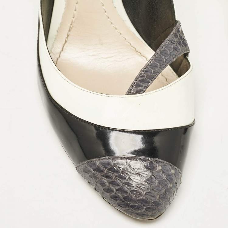 Pre Owned Dior Tricolo Leather and Python Leather Pointed Toe Pumps Size 42
