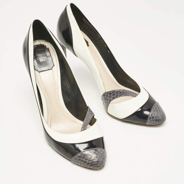 Pre Owned Dior Tricolo Leather and Python Leather Pointed Toe Pumps Size 42