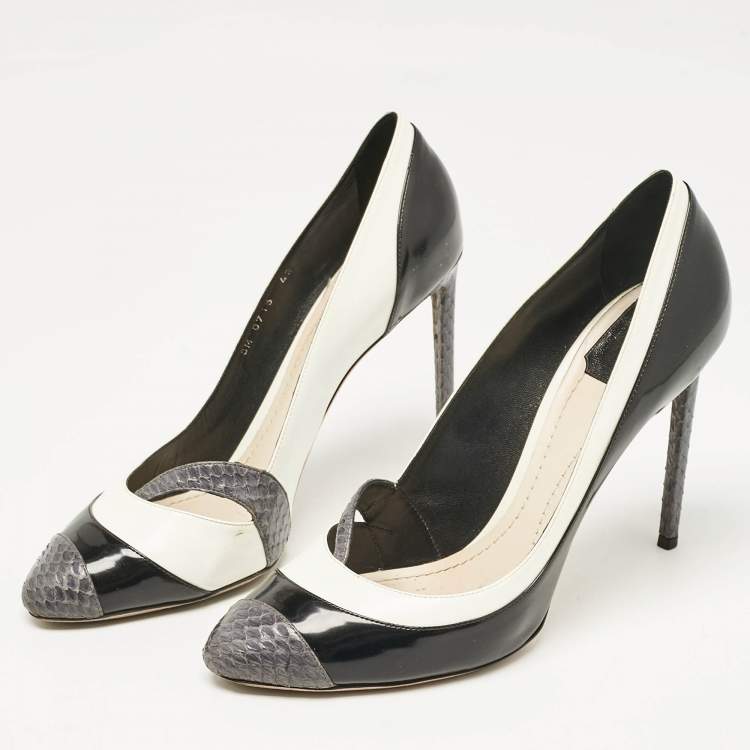 Pre Owned Dior Tricolo Leather and Python Leather Pointed Toe Pumps Size 42