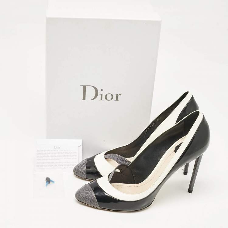 Pre Owned Dior Tricolo Leather and Python Leather Pointed Toe Pumps Size 42