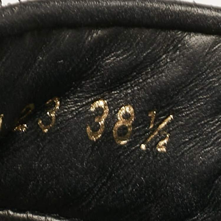 Pre Owned Dior Black Leather and Woven Raffia DiorAct Slingback Sandals Size 38.5