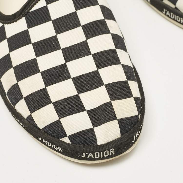 Pre Owned Dior Black/White Canvas Damiere Ballet Flats Size 40