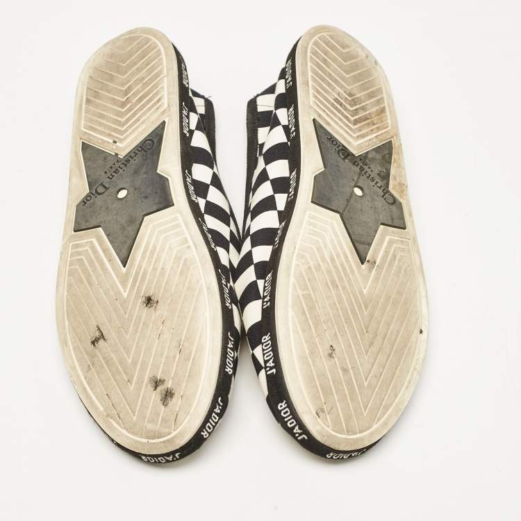 Pre Owned Dior Black/White Canvas Damiere Ballet Flats Size 40