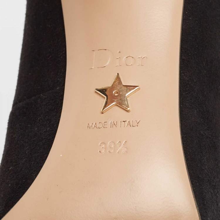 Pre Owned Dior Black/Red Suede and Leather Heart Pointed Toe Pumps Size 39.5