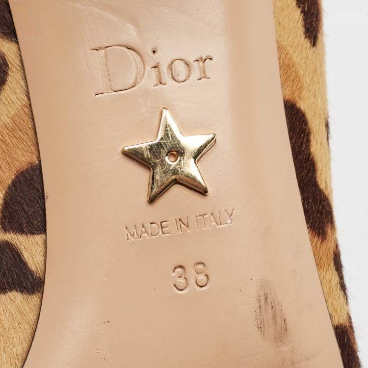 Pre Owned Dior Black/Brown Calf Hair Pointed Toe Ankle Boots Size 38