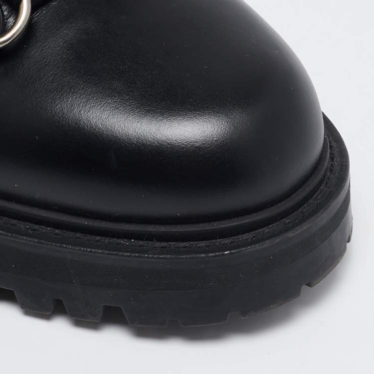 Pre Owned Dior Black Leather Ankle Length D-Fight Boots Size 38