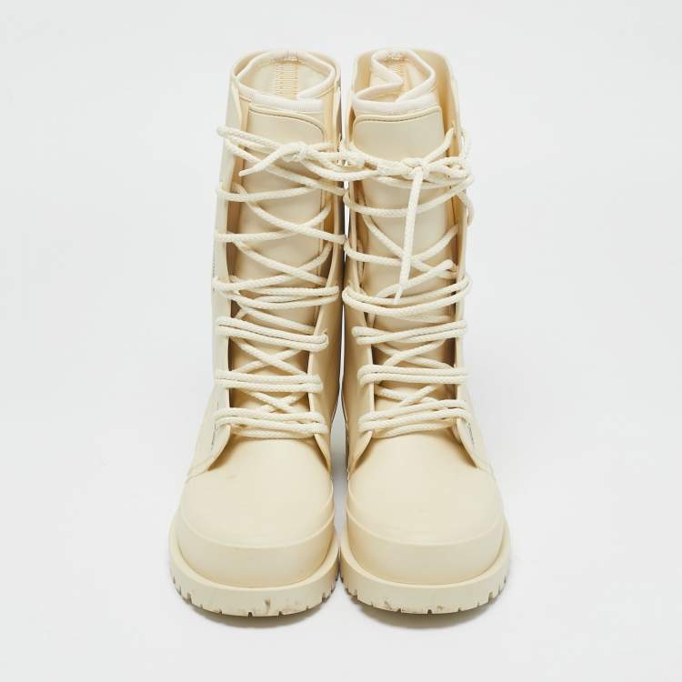 Pre Owned Dior Cream Rubber Diorcamp Combat Boots Size 39