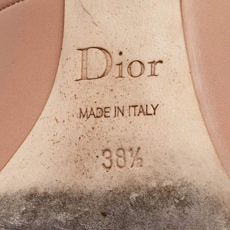 Pre Owned Dior Beige Leather Crystal Embellished Flash Pointed Toe Pumps Size 38.5