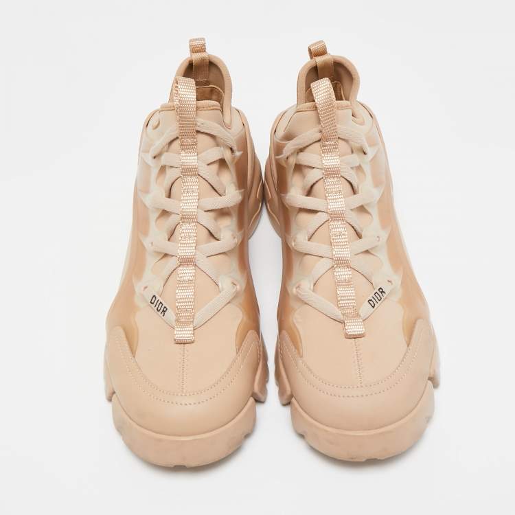 Pre Owned Dior Beige Neoprene and Rubber D-Connect Sneakers Size 38.5