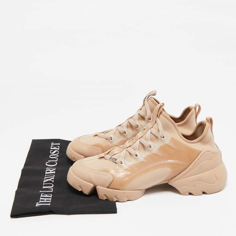 Pre Owned Dior Beige Neoprene and Rubber D-Connect Sneakers Size 38.5