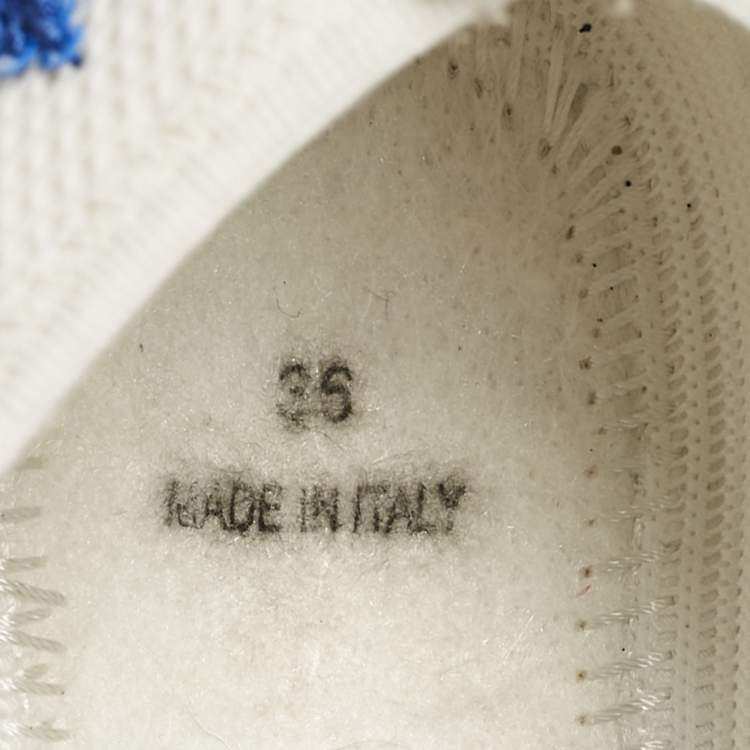 Pre Owned Dior White/Blue Mesh Embellished Fusion Sneakers Size 36