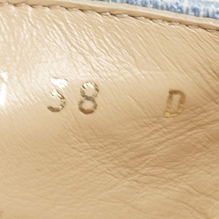 Pre Owned Dior Light Blue/White Oblique Canvas Granville Espadrille Flats Size 38