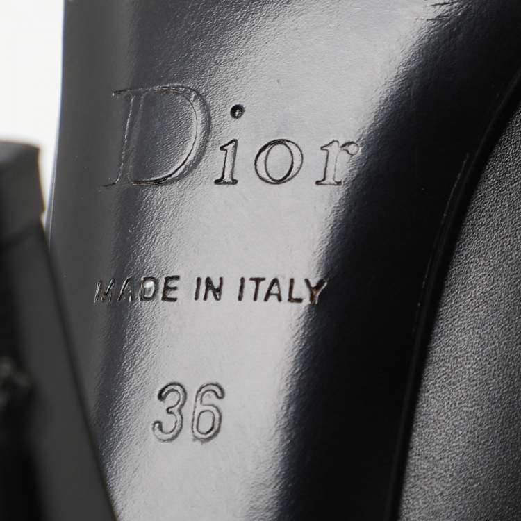 Pre Owned Dior Black Leather And Cannage Canvas Cap Toe D Buckle Pumps Size 36