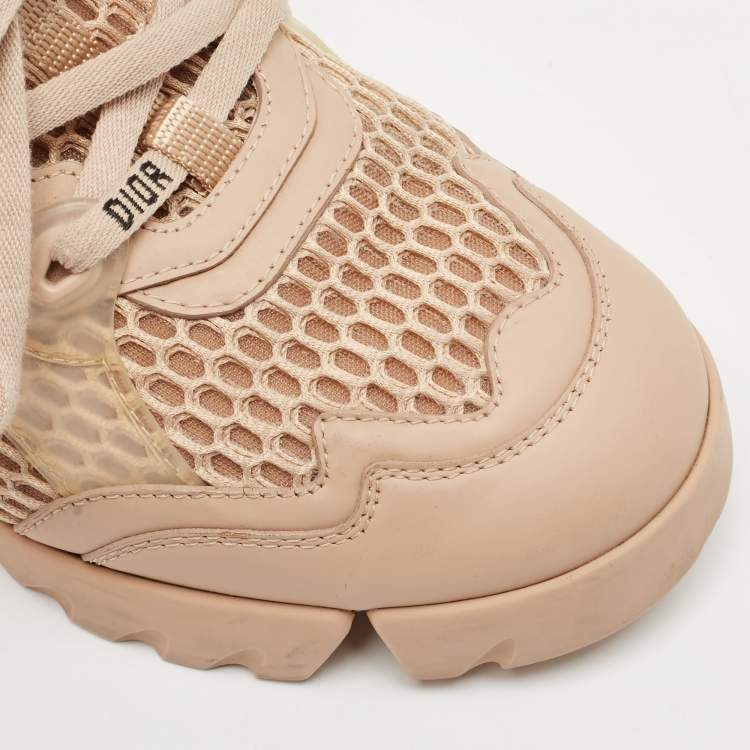 Pre Owned Dior Beige Fabric and Leather D-Connect Low Top Sneakers Size 37