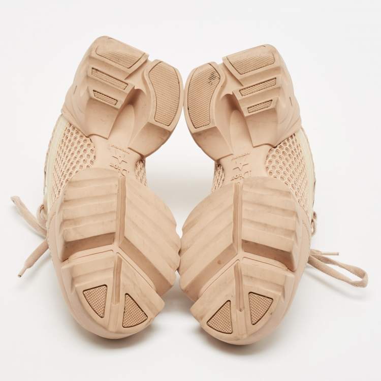 Pre Owned Dior Beige Fabric and Leather D-Connect Low Top Sneakers Size 37