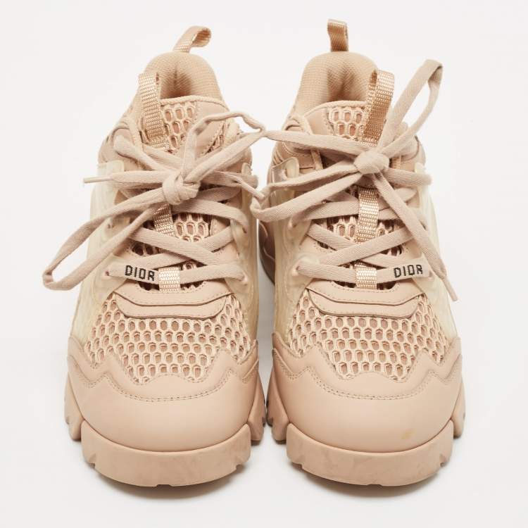 Pre Owned Dior Beige Fabric and Leather D-Connect Low Top Sneakers Size 37