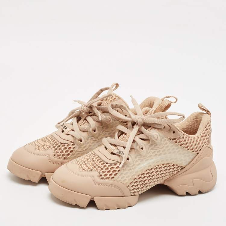 Pre Owned Dior Beige Fabric and Leather D-Connect Low Top Sneakers Size 37