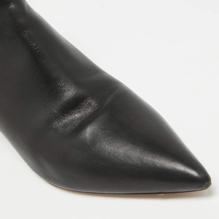 Pre Owned Dior Black Leather Ankle Length Boots Size 38