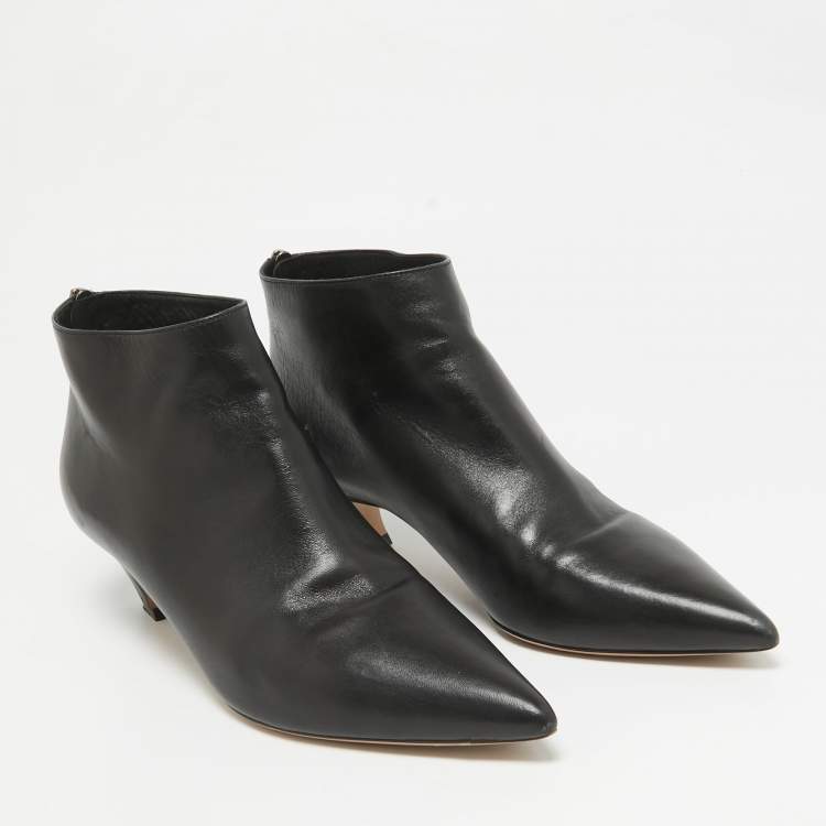 Pre Owned Dior Black Leather Ankle Length Boots Size 38