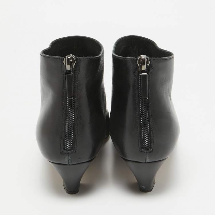 Pre Owned Dior Black Leather Ankle Length Boots Size 38