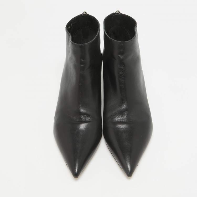 Pre Owned Dior Black Leather Ankle Length Boots Size 38