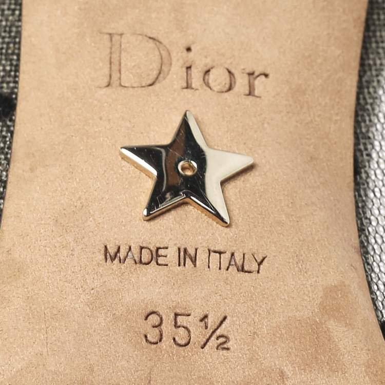 Pre Owned Dior Black/Beige Mesh Polka Dot D-Moi Pumps Size 35.5
