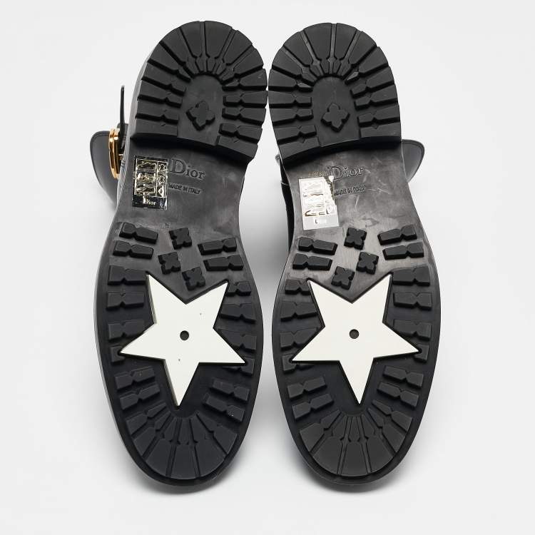 Pre Owned Dior Black Leather CD Logo Ankle Boots Size 36