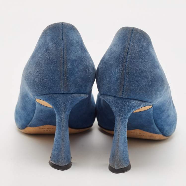 Pre Owned Dior Blue Suede Pointed Toe Ombre Heel Pumps Size 38.5