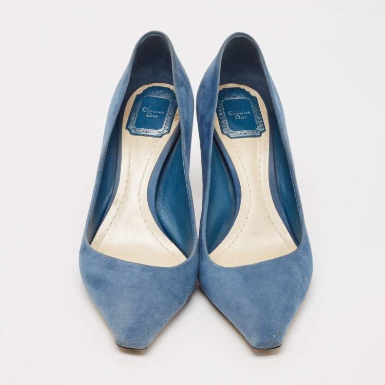 Pre Owned Dior Blue Suede Pointed Toe Ombre Heel Pumps Size 38.5
