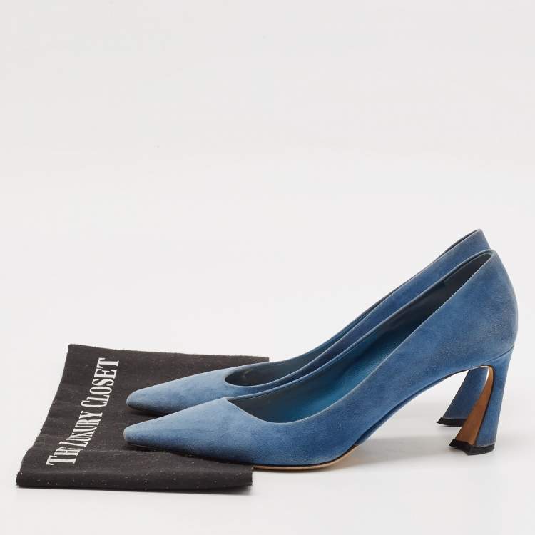 Pre Owned Dior Blue Suede Pointed Toe Ombre Heel Pumps Size 38.5