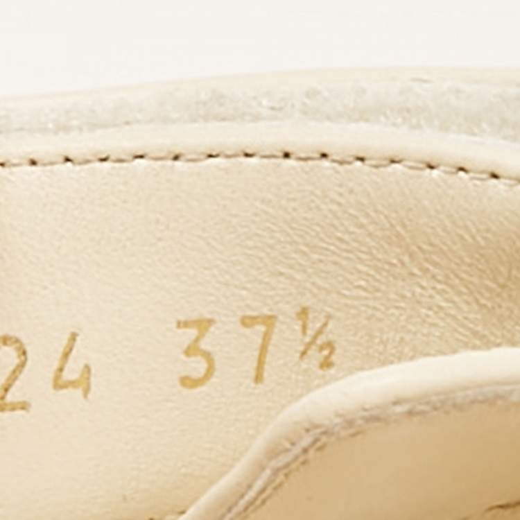 Pre Owned Dior Cream Leather DiorAct Flat Slides Size 37.5