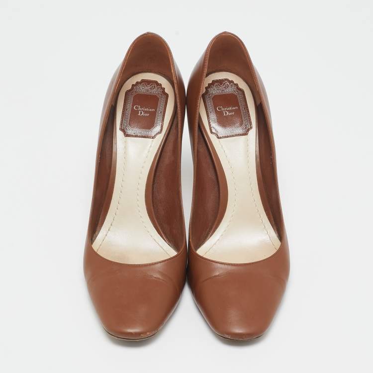 Pre Owned Dior Brown/Silver Leather Savane Pumps Size 38.5