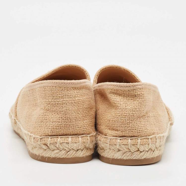مملوكة مسبقًا Dior Brown Embroidered Raffia Granville Espadrille Flats Size 40