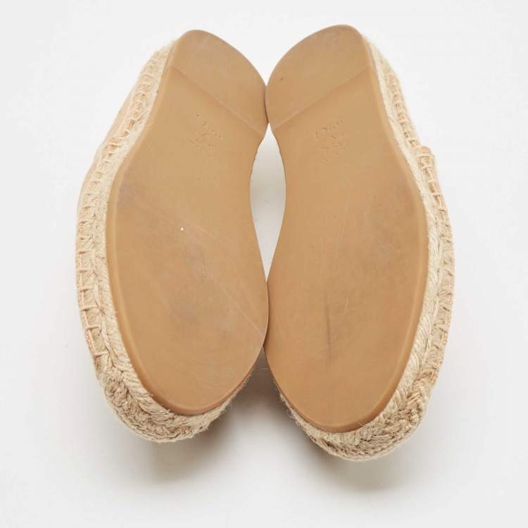 مملوكة مسبقًا Dior Brown Embroidered Raffia Granville Espadrille Flats Size 40